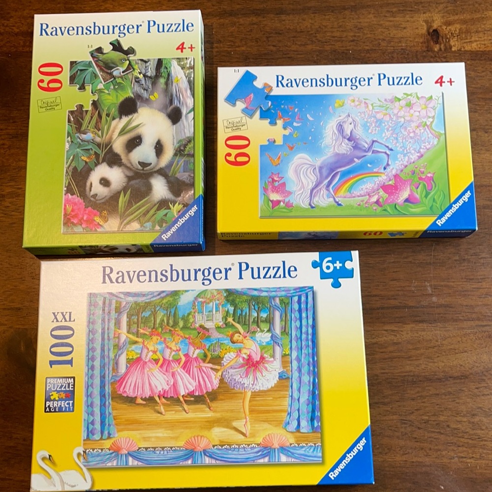 Lot of 3 Kid’s Ravensburger Puzzles 60 and 100 pieces
